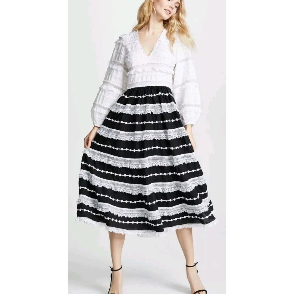 Ulla Johnson Black and White Midi Dress